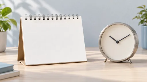 Boş yapraklı masa takvimi ve rakamsız kadranlı analog saat.
